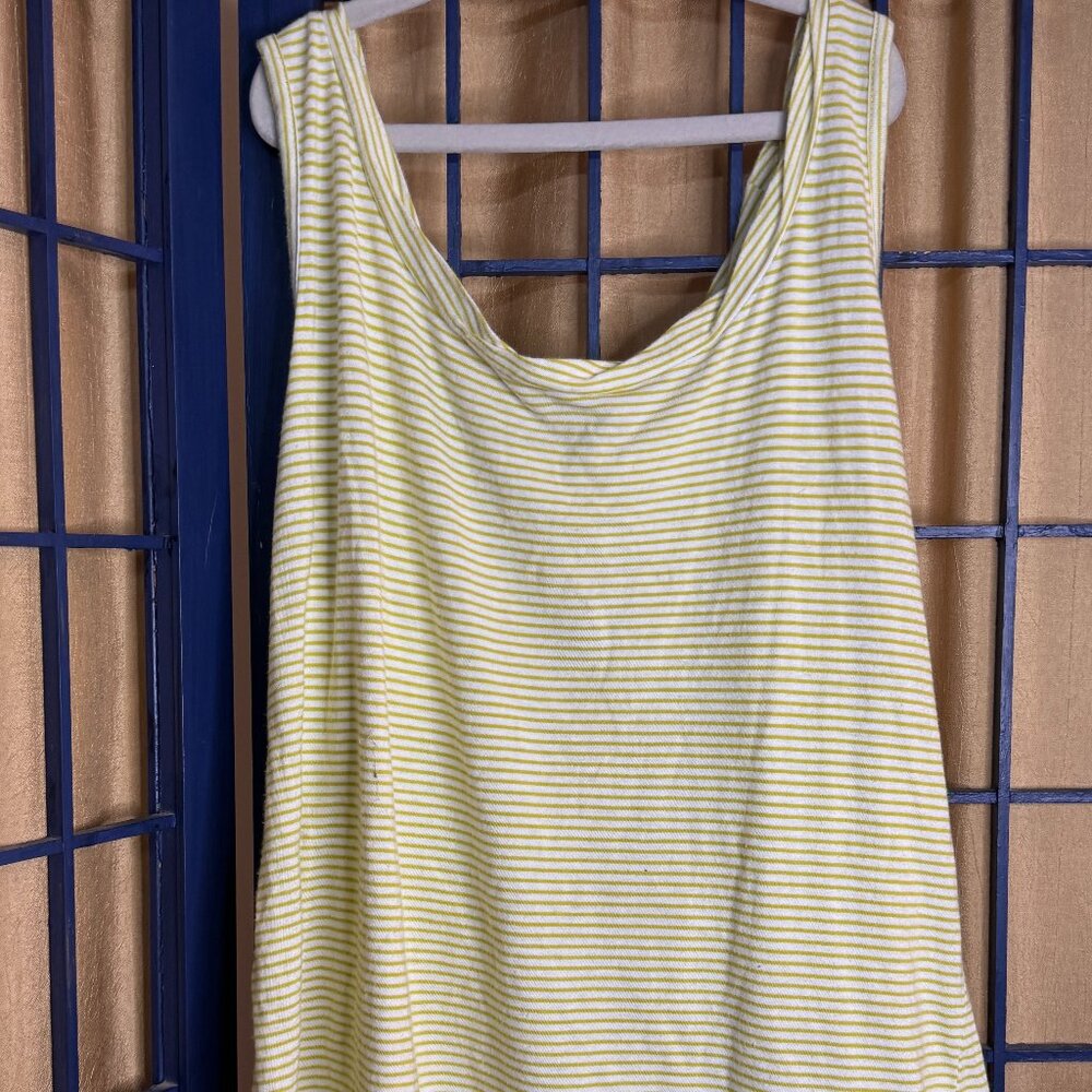 Talbots Yellow & White Striped Sleeveless Drape Neck Tank XL